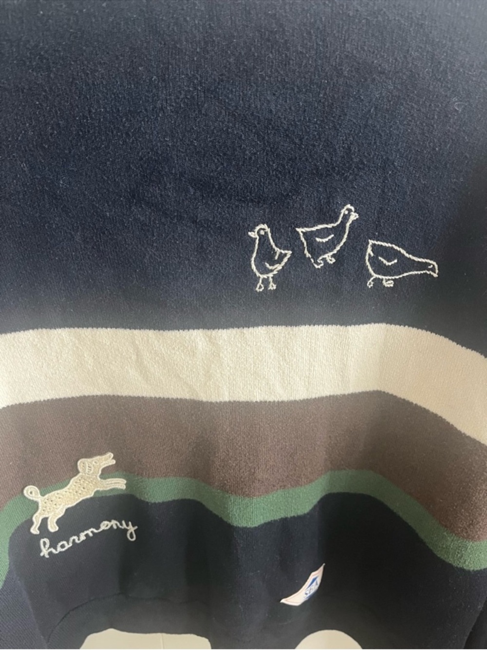 Sea New York Navy, White, Brown & Green Striped Rugby Sweatshirt - Picture 12 of 16